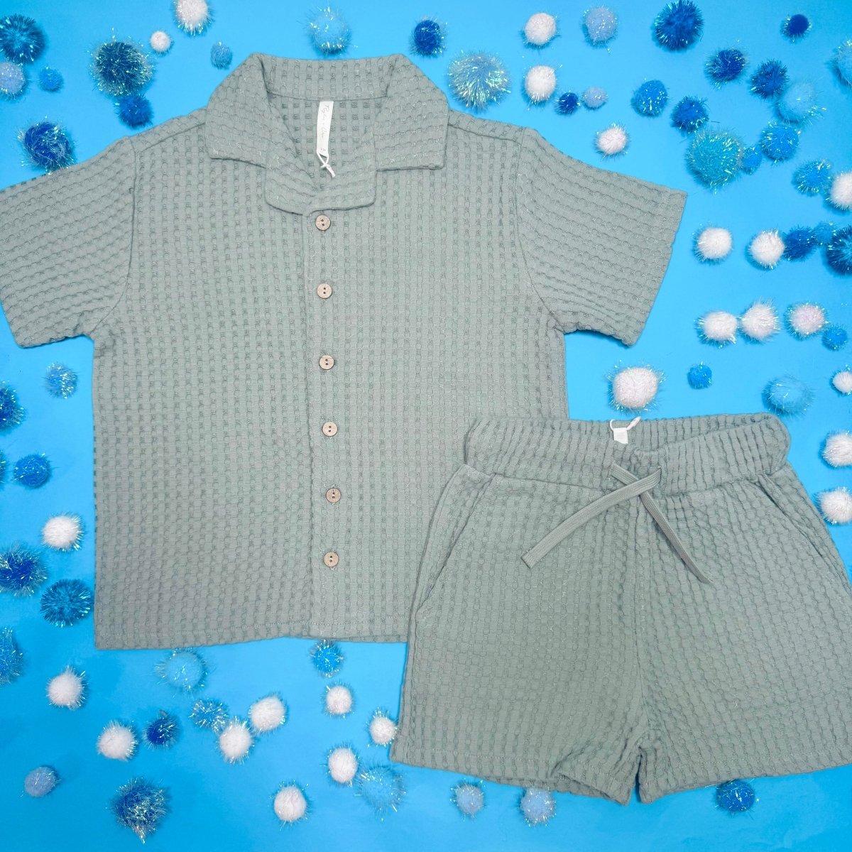 KNITTED BUTTON DOWN TOP AND RELAXED SHORTS SET - RYLEE + CRU