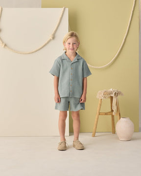 KNITTED BUTTON DOWN TOP AND RELAXED SHORTS SET - SET