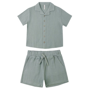 KNITTED BUTTON DOWN TOP AND RELAXED SHORTS SET - SET