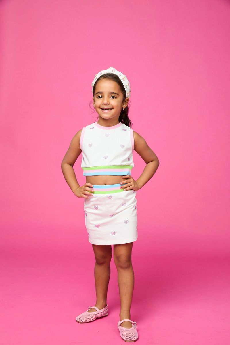 KRISTINA CRYSTAL HEART TENNIS CROP TOP AND SKIRT SET - MINI DREAMERS
