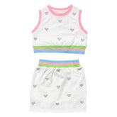 KRISTINA CRYSTAL HEART TENNIS CROP TOP AND SKIRT SET - MINI DREAMERS
