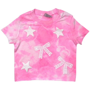 LACE BOWS AND STARS CLOUD WASH TSHIRT - SHORT SLEEVE TOPS
