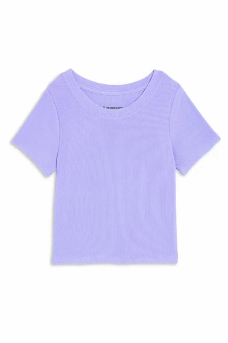 LAVENDER LIVI RIBBED TSHIRT - SHORT SLEEVE TOPS