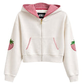 LEAH STRAWBERRY ZIP UP HOODIE - KATIE J NYC - HOODIES