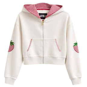 LEAH STRAWBERRY ZIP UP HOODIE - KATIE J NYC - HOODIES