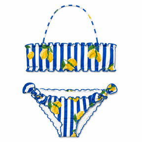 LEMON FRUIT STRIPES EMY FROU FROU TWO PIECE BIKINI - MC2 SAINT BARTH KIDS - TWO PIECE BIKINI