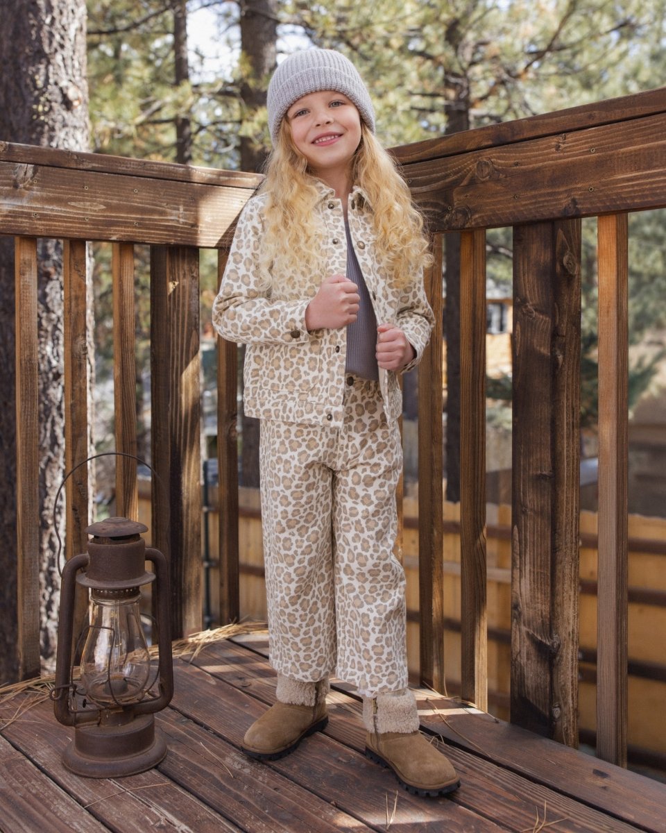 LEOPARD DENIM JACKET - RYLEE + CRU - JACKETS