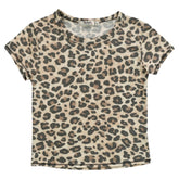 LEOPARD SHORT SLEEVE CROP TOP - SHORT SLEEVE TOPS