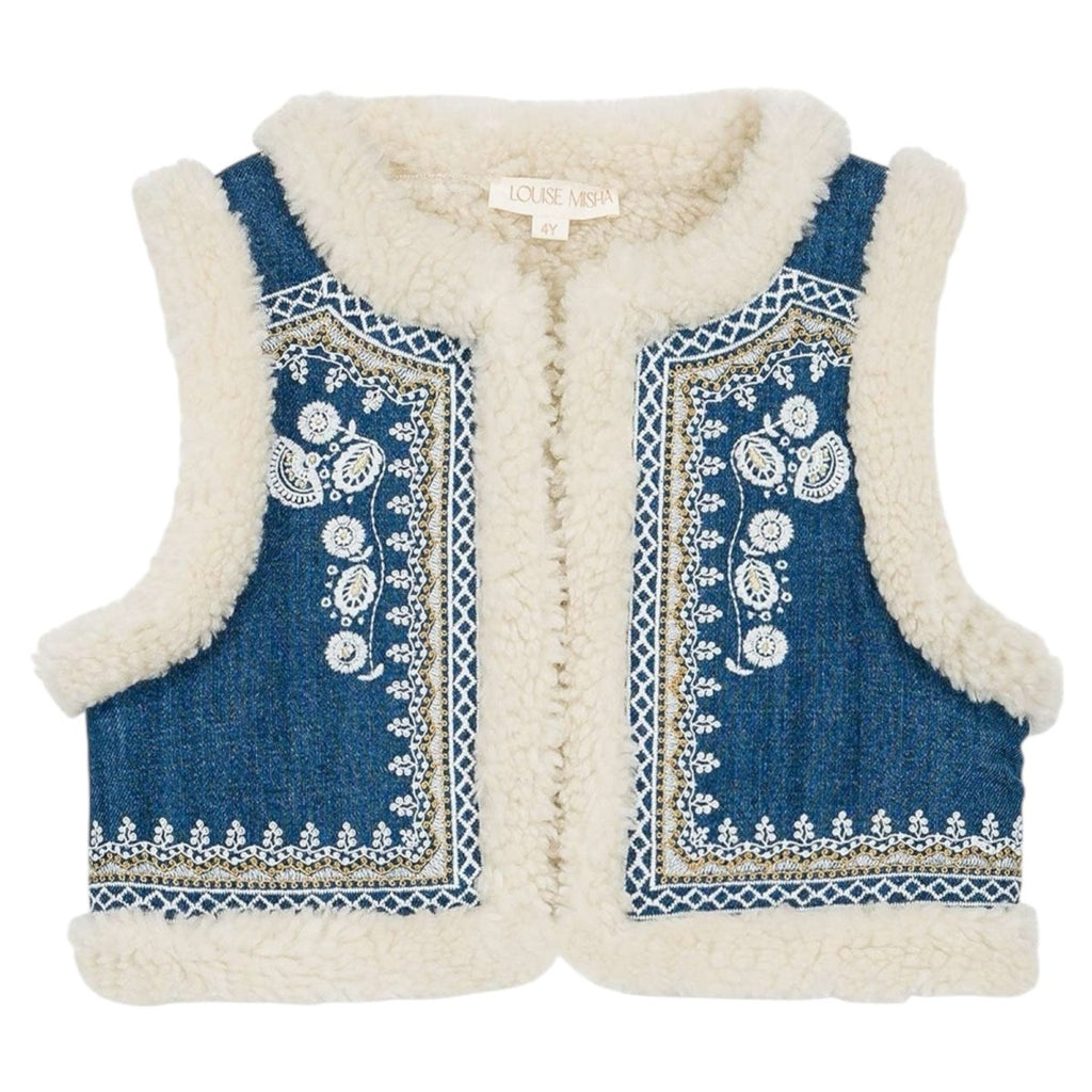 アウター Misha and Puff Layette Captain's Vest Auggie Popcorn Vest in Jadeite by Misha & Puff - Last Ones In
