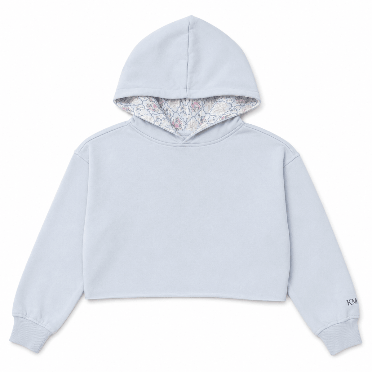 LOCKET TRISTAN CROPPED HOODIE W/ FLORAL LINING - KATIE J NYC