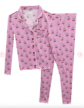 MAIA CHERRY BOW LONG SLEEVE PJS - PAJAMAS