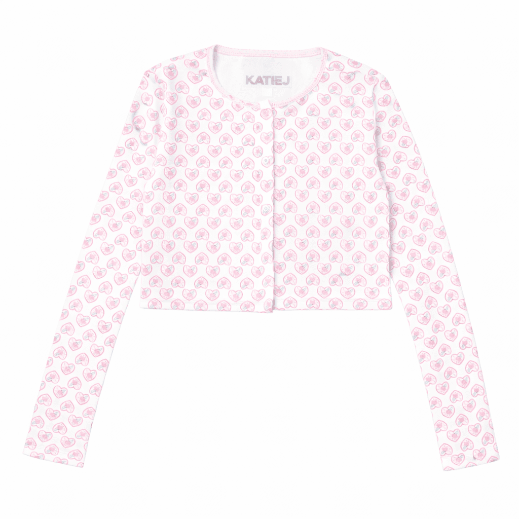 MARINA PICOT EDGE HEART CROP CARDIGAN - KATIE J NYC