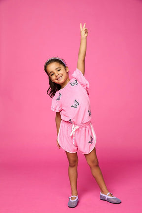 MARIPOSA BUTTERFLY TERRY FLUTTER SLEEVE AND SHORTS SET - MINI DREAMERS