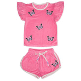 MARIPOSA BUTTERFLY TERRY FLUTTER SLEEVE AND SHORTS SET - MINI DREAMERS