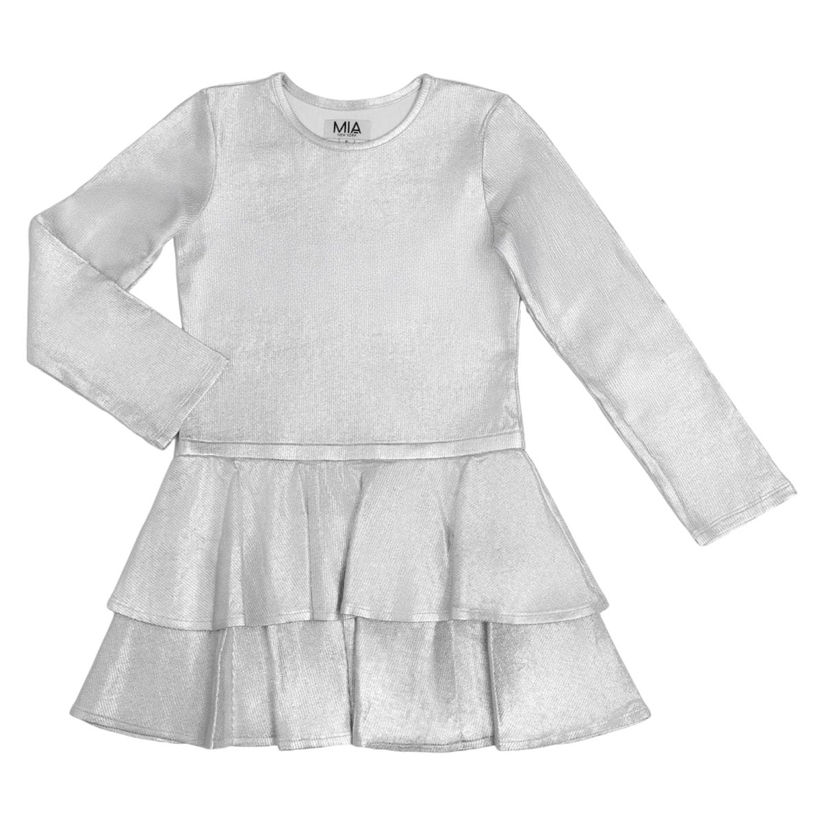 METALLIC TIERED LONG SLEEVE DRESS (PREORDER) - MIA NEW YORK