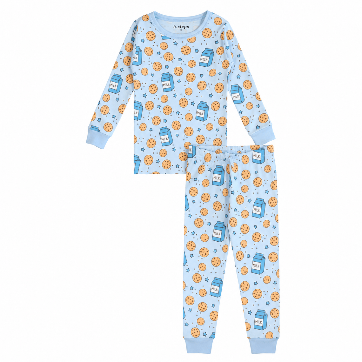 MILK & COOKIES LONG SLEEVE TWO PIECE PAJAMAS - BABY STEPS