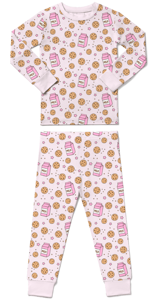 MILK & COOKIES LONG SLEEVE TWO PIECE PAJAMAS (PREORDER) - BABY STEPS