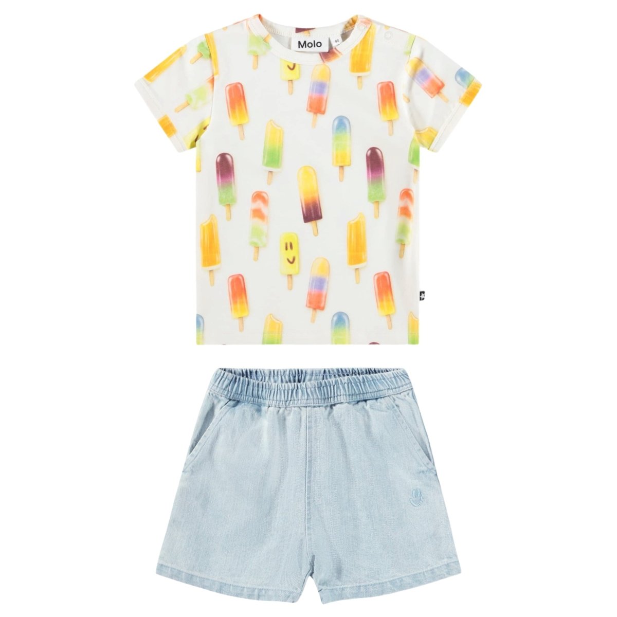 MINI POPSICLES TSHIRT AND MISTY DENIM SHORTS SET (PREORDER) - MOLO