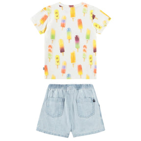 MINI POPSICLES TSHIRT AND MISTY DENIM SHORTS SET (PREORDER) - MOLO