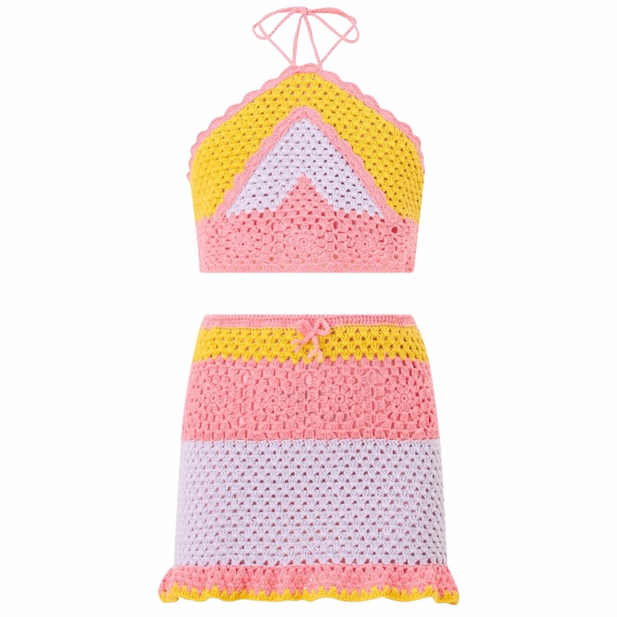 MOLLY CROCHET HALTER TOP AND SKIRT SET (PREORDER) - MARLO