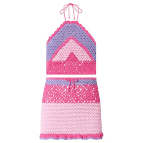 MOLLY CROCHET HALTER TOP AND SKIRT SET (PREORDER) - MARLO