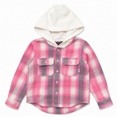 MOUNTAIN GIRL FLANNEL HOODIE SHACKET - TINY WHALES