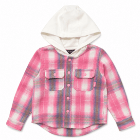 MOUNTAIN GIRL FLANNEL HOODIE SHACKET - TINY WHALES