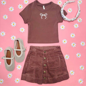 MULBERRY DENVER CORDUROY MINI SKIRT - RYLEE + CRU - SKIRTS