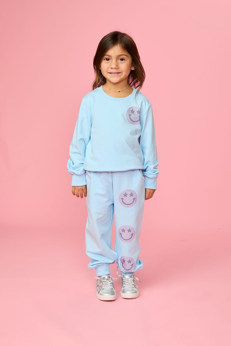 NAOMI CRYSTAL SMILEY FACE SWEATSHIRT AND SWEATPANTS SET - MINI DREAMERS