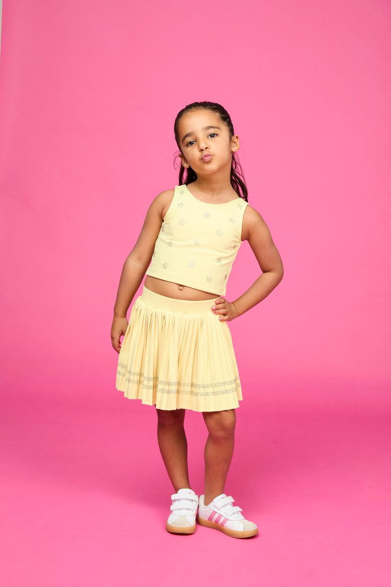 NAOMI CRYSTAL STARS TOP AND PLEATED SKIRT W/ SHORTS TENNIS SET - SET