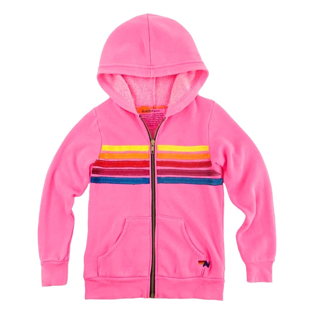 NEON 5 STRIPE ZIP UP HOODIE - HOODIES
