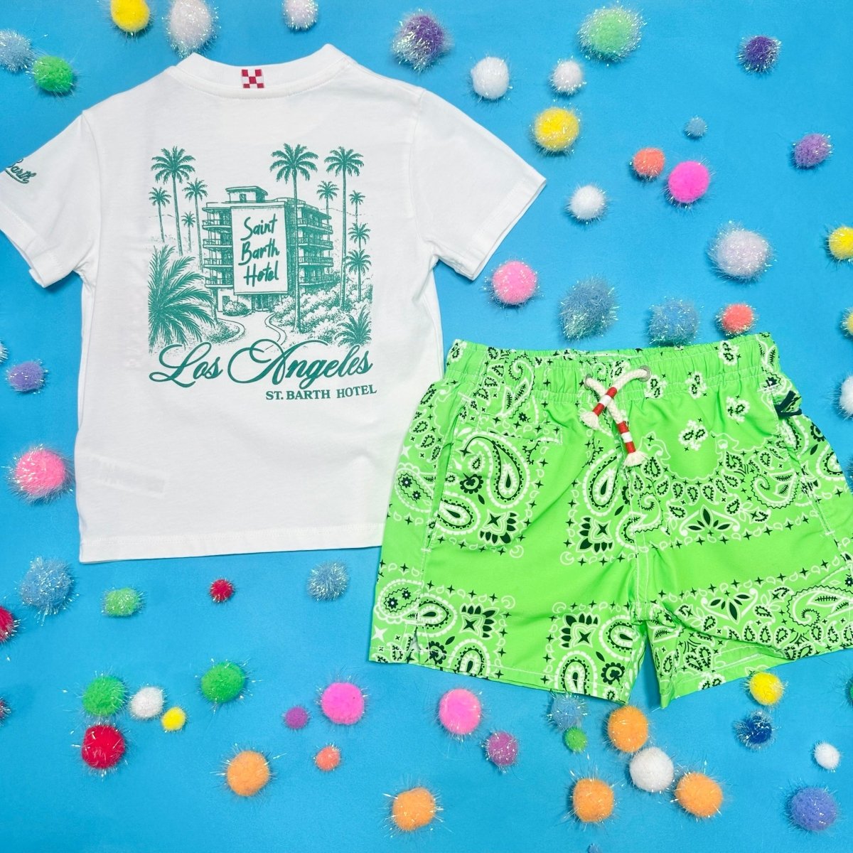 NEON BANDANA SWIM TRUNKS - MC2 SAINT BARTH KIDS