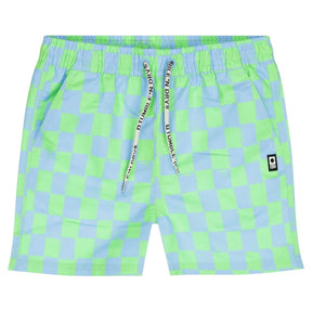 NEON CHECKERED SWIM TRUNK (PREORDER) - SWIM TRUNKS