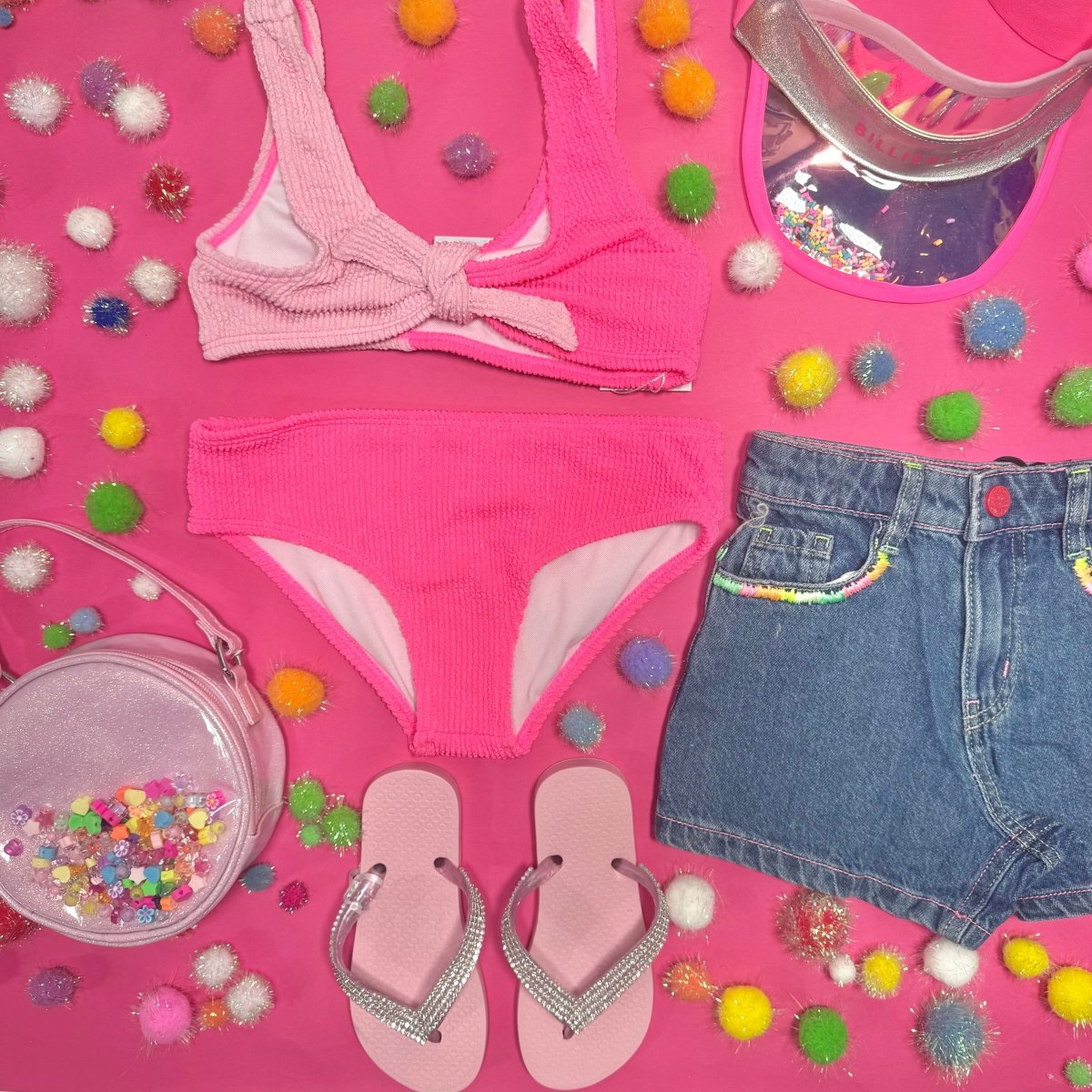 NEON EMBROIDERED DENIM SHORTS - BILLIEBLUSH