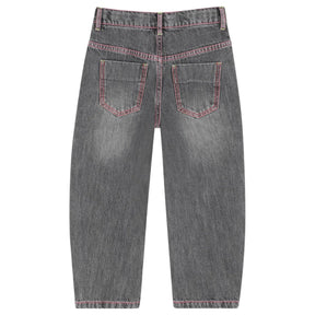NEON EMBROIDERED HEART DENIM BARREL PANTS - BILLIEBLUSH - PANTS