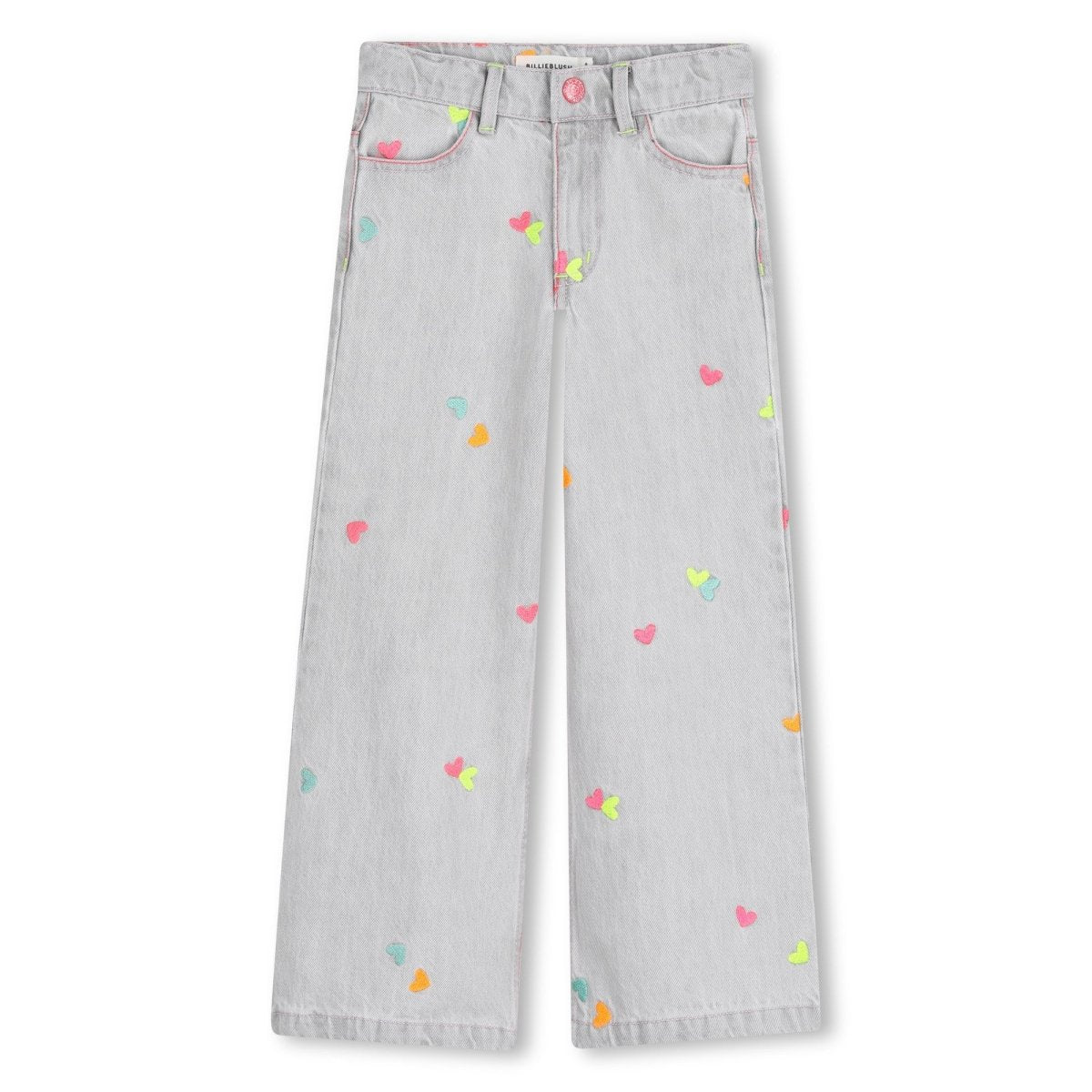 NEON EMBROIDERED HEART DENIM PANTS (PREORDER) - BILLIEBLUSH