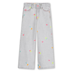 NEON EMBROIDERED HEART DENIM PANTS (PREORDER) - BILLIEBLUSH
