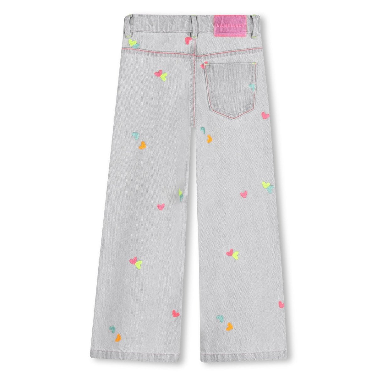 NEON EMBROIDERED HEART DENIM PANTS (PREORDER) - BILLIEBLUSH