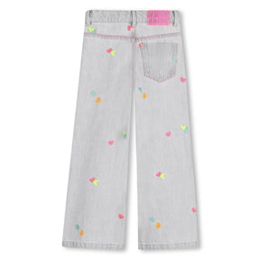 NEON EMBROIDERED HEART DENIM PANTS (PREORDER) - BILLIEBLUSH