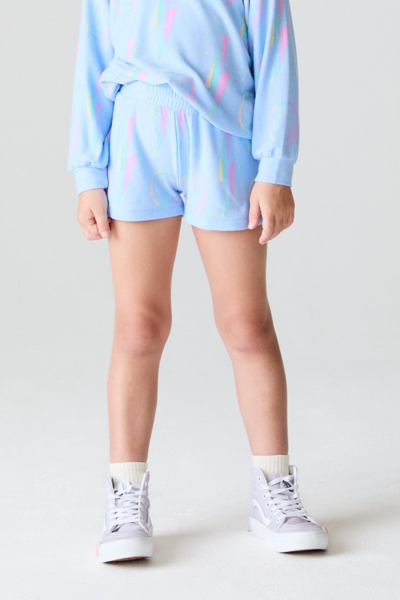 NEON LIGHTNING SMILEY SHORTS (PREORDER) - CHASER KIDS