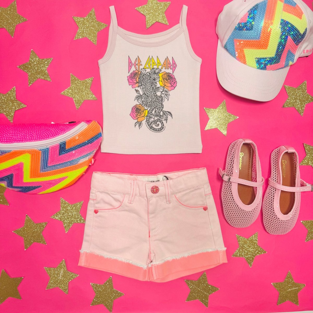 NEON SEQUIN POCKET DENIM SHORTS - BILLIEBLUSH