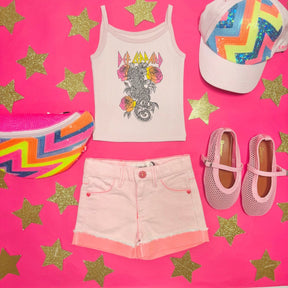 NEON SEQUIN POCKET DENIM SHORTS - BILLIEBLUSH