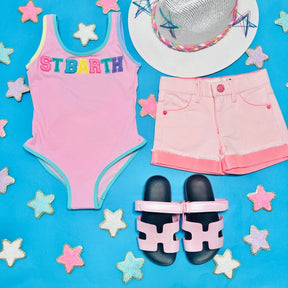 NEON SEQUIN POCKET DENIM SHORTS - BILLIEBLUSH