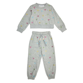 NOOR CRYSTAL HEARTS SWEATSHIRT AND SWEATPANTS SET - MINI DREAMERS - SET