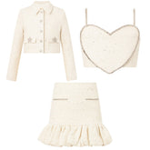 ODELIA HEART SHAPED TOP, SKIRT, AND JACKET SET (PREORDER) - MARLO