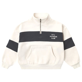 OUTDOOR CLUB PANEL STRIPE HALF ZIP SWEATSHIRT - RYLEE + CRU