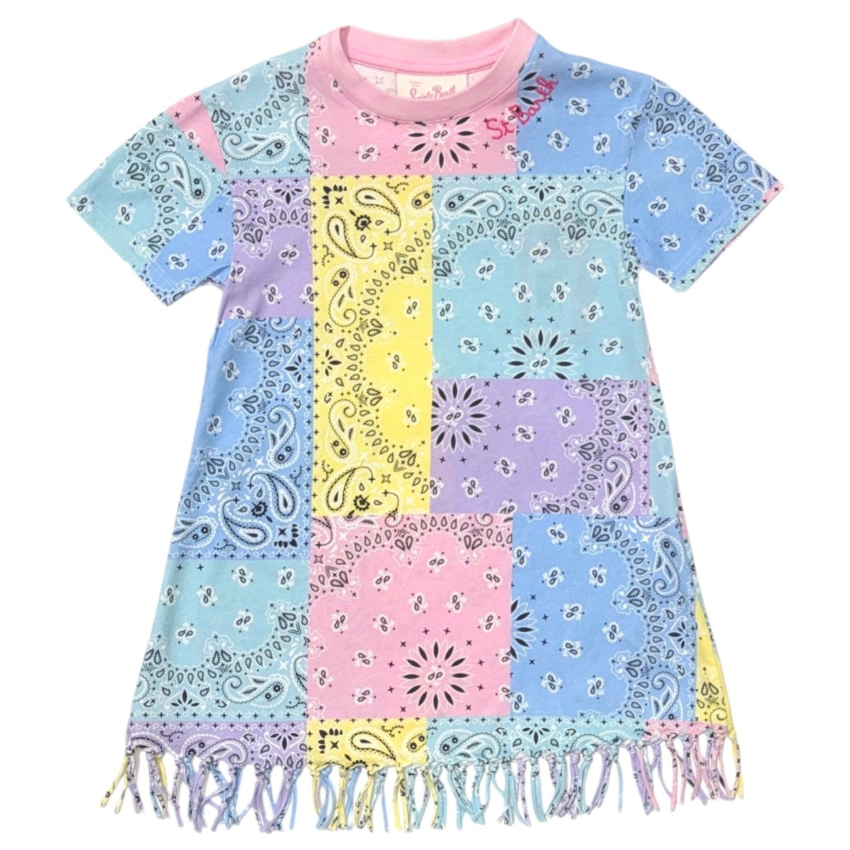 PASTEL PATCH BANDANA ABBEY FRINGE DRESS - MC2 SAINT BARTH KIDS