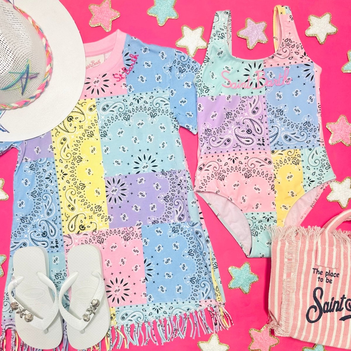 PASTEL PATCH BANDANA CARA ONE PIECE SWIMSUIT - MC2 SAINT BARTH KIDS