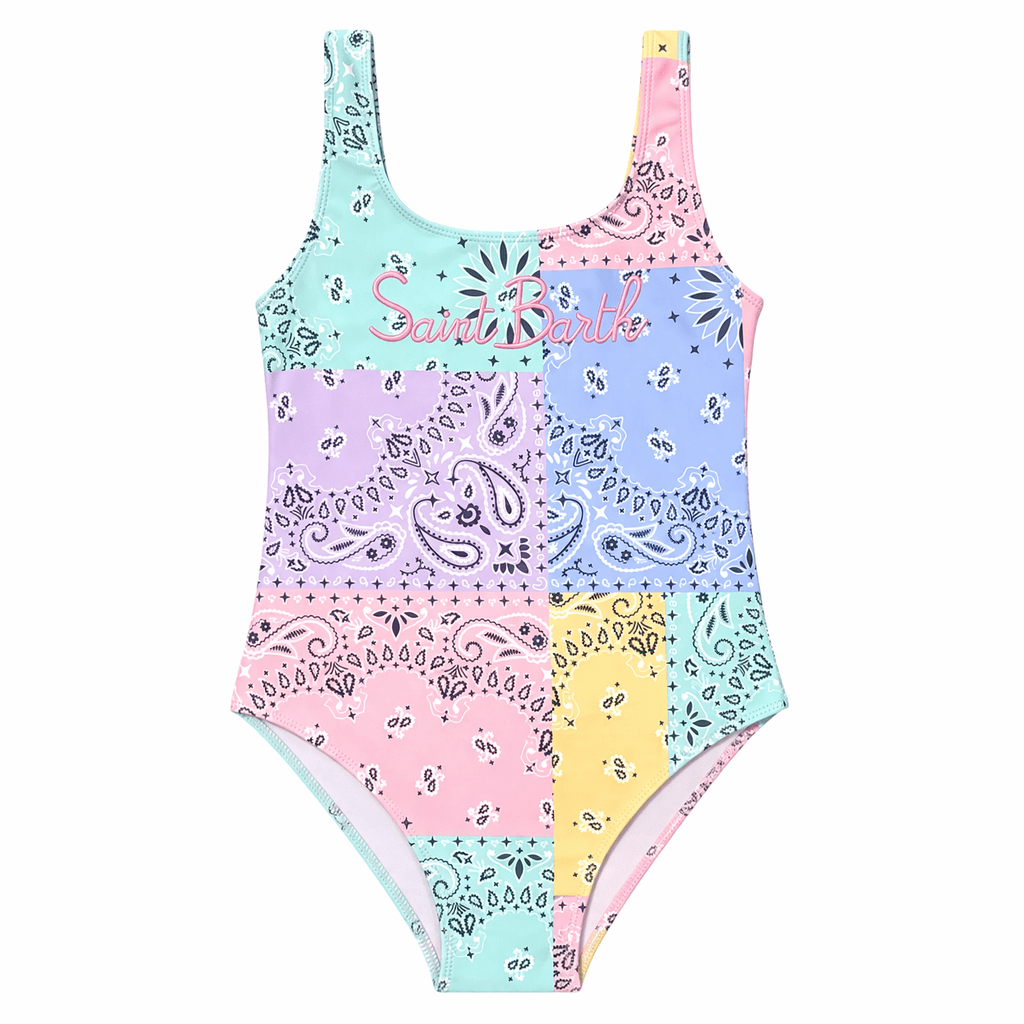 PASTEL PATCH BANDANA CARA ONE PIECE SWIMSUIT - MC2 SAINT BARTH KIDS