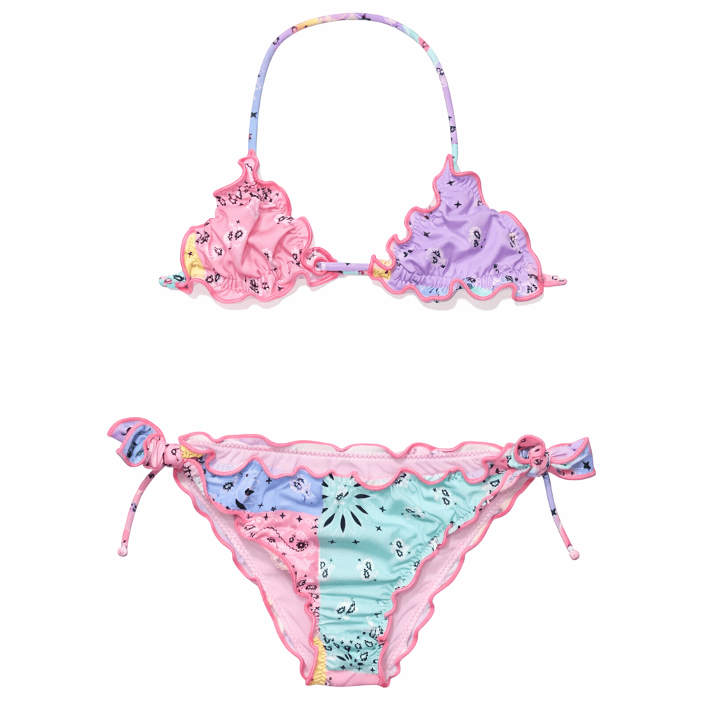 PASTEL PATCH BANDANA CRIS TWO PIECE BIKINI - MC2 SAINT BARTH KIDS